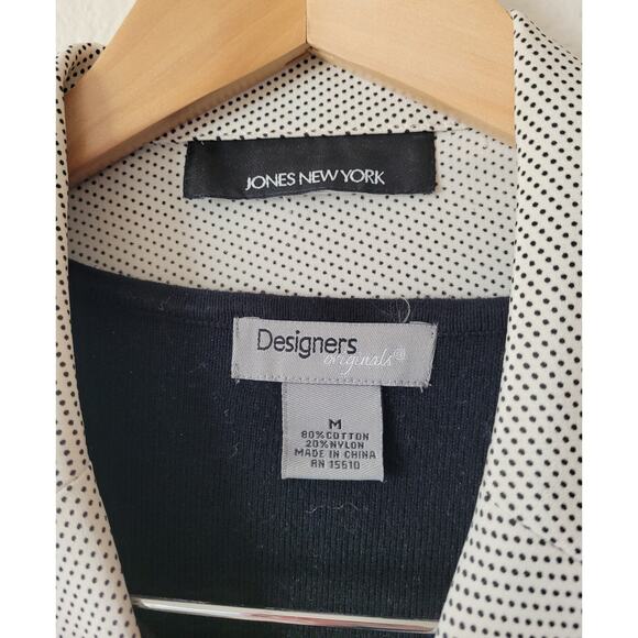 Jones New York Black Polk-a-Dot White Blazer Dress Jacket, Sz. Approx. 6 - Picture 4 of 9